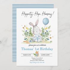 a little bunny is on the way baby shower card with an image of a rabbit holding a balloon