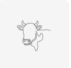 a cow's head is drawn in one line