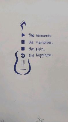 an image of a guitar with the words, the moments, the memories, the rain, the happiness