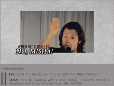 an image of a man holding his fist up with the caption, when he's said i do no misha