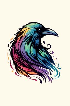 a colorful bird with long feathers on it's head