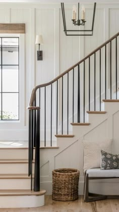 the stairs in this house are painted white