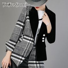 FREE SHIPPING Asymmetrical Plaid Blazer Coat Long Sleeve Price: 61.60 & FREE Shipping #outfitters Elegant Outerwear, Elegant Blazers, Elegant Jacket, Chic Blazer, Cotton Polyester Fabric, Women's Suits, Spring Fashion Outfits, Coat Women, Womens Blazers