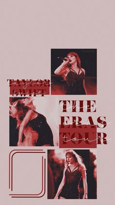 an advertisement for the band's tour is shown in red and black, with images of women on it