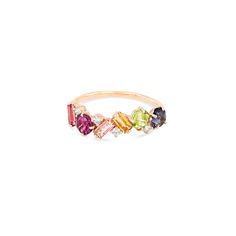 Rainbow Amalfi Mix Band – SUZANNE KALAN® Diamond Top, Suzanne Kalan, Rainbow Gemstones, Handmade Fine Jewelry, Sapphire Engagement Ring Blue, Colored Stones, Eternity Band Ring, Pink Topaz, Gem Ring