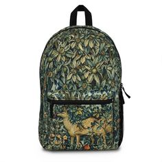 Forest Deer Backpack, Deer Backpack, William Morris Bag, JH Dearle Backpack, Arts and Crafts Backpack (Made in US Forest Deer Design Backpack ~ A perfect & stylish backpack to take with you wherever you go. FREE Domestic Shipping (USA) SUPER ROOMY... with three different zippered compartments to put everything you want to take with you. Grab it, stow it, and have it with you when you need it. ♡Padded mesh back panel and straps for extra comfort, breathability and easy carrying ♡Many compartm Fox Bag, Forest Deer, Contemporary Graphic Design, Design Backpack, Custom Backpack, Hiker Gifts, Stylish Backpack, Contemporary Graphic, William Morris Designs