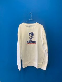 Sonic the Hedgehog ebroidery sweetshirt a rare piece for video game fans retrogamers or 90s nostalgic 100% cotton both sweetshirt and stitches Hedgehog Embroidery, Embroidery Sweatshirt, The Hedgehog, Sonic, Video Game, Sonic The Hedgehog, Sweat Shirt, Greece, Gender Neutral