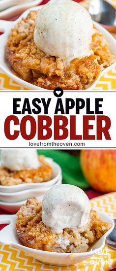 an easy apple cobbler recipe with ice cream on top