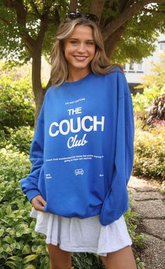 Preorder tees and sweatshirts ship out within 2-12 business days and preorder hats can take up to 15 business days to ship. 

For members of The Couch Club that love naps and endless scrolling while being comfy. This ultra soft blue sweatshirt is perfect for the queens of the couch. Don't forget to order the matching sweatpants. 


Mary Claire is 5'9" and is wearing size medium 

Kennedi is 5'9" and is wearing size XL for an oversized fit




sizing guide:


small: 40” bust | 26” length 

mediu Join The Club, Club Sweatshirts, Usa Outfit, Holiday Movie, Sweatshirt Outfit, Long Torso, Blue Sweatshirt, 가을 패션, 로고 디자인