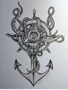 an anchor and some snakes on top of it with the caption's in french