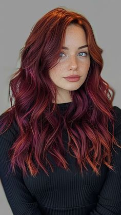 Faded Red Hair, Purple Hair Color, Burgundy Blonde Hair, Different Red Hair Colors, Goth Hair, Creative Hair Color, Cute Hair Colors, Hair Color Auburn, Red Hair Color