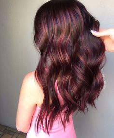 Coke Brown Hair, Styles For Brown Hair, Brown Hair With Purple, Magenta Highlights, Highlights In Brown Hair, Hair With Purple, Purple Brown Hair, Dark Brown Hair With Highlights, Hair Colour Styles