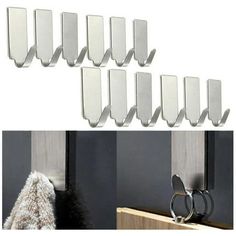 six pairs of stainless steel towel hooks on the wall