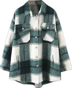 Plaid Loose Causal Oversize Jacket Coat Plaid Jacket Women, Blouses Vintage, Plaid Shirts, Plaid Coat, Oversized Coat, Oversized Jacket, Loose Blouse, Plaid Jacket