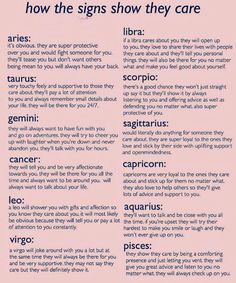 a pink poster with the words how the signs show they care