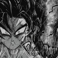 a drawing of gohan in black and white