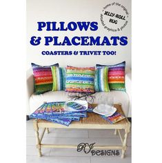 pillows and placemats on a coffee table with the words, pillow & placemats