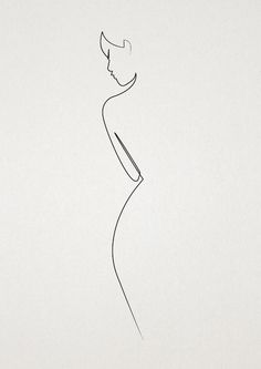 a line drawing of a woman in a dress