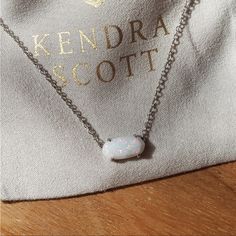 White Opal Kendra Scott Necklace With Silver Chain Silver Hoco Jewelry, White Jewelry With Adjustable Chain For Everyday, Dainty White Jewelry With Chain, Dainty White Jewelry With Silver Chain, White Cable Chain Jewelry Gift, White Cable Chain Jewelry As Gift, White Cable Chain Jewelry For Gift, White Necklace With Silver Chain As Gift, White Necklace With Silver Chain For Gift