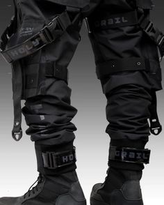 Men's Black Streetwear Techwear Heavy Cargo Trouser Pants H-G B.L.P-04.V2/BLCK  | eBay