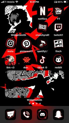 an image of a cell phone screen with different symbols on it and the text in red