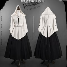 A nun with an overwhelming presence and a mysterious atmosphere. The cloak jacket is embroidered with her cross, which is a symbol of her sacrifice and salvation, and goes perfectly with the stand-up collar sleeveless top. Paired with her jumper skirt, she looks like a strictly devoted nun. 
 
 
 ＜Item＞ 
 
 
 
 
 Cloak jacket 
 
 
 
 Stand collar tops 
 
 
 
 Blouse 
 
 
 
 Jumper skirt 
 
 
 
 ＜Size＞ 
 
 Cloak jacket 
 
 S size 
 
 Length: 65cm 
 
 M size 
 
 Length: 65cm 
 
 L size 
 
 Length: Gothic Cape Outerwear For Costume Party, Gothic Cape Outerwear For Costumes, Gothic Long Sleeve Cape For Costume, Fitted Gothic Cape For Costume Party, Fall Gothic Cape For Cosplay, Gothic Cape Outerwear For Fantasy Events, Gothic Cape For Fantasy Events, Fitted Gothic Cape For Costume, Gothic Long Sleeve Cosplay Costume For Fall