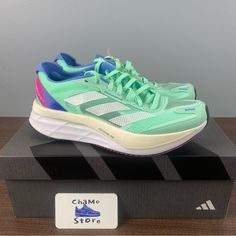 Brand New. Never Worn. Come With Original Box . I Carefully Package And Ship Immediately. Let Me Know If You Have Any Questions. Woman’s Sz 6,5,7,8,9.5,10 Ship Same Or Next Business Day! 100% Authentic! Touch The Follow Bottom To Get Updated Every Day About New Deals. Green Low-top Adidas Running Shoes, Adidas Green Training Sneakers, Adidas Green Running Sneakers, Adidas Green Running Shoes With Round Toe, Pink Adidas Running Shoes, Adidas Lace-up Sneakers For Marathon, Green Adidas Running Shoes With Synthetic Material, Green Adidas Synthetic Running Shoes, Adidas Casual Sneakers For Marathon