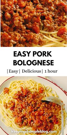 This easy pork bolognese is a lighter version of traditional bolognese but just as delicious. Toss with spaghetti or your favorite pasta for the perfect family dinner or Sunday supper.