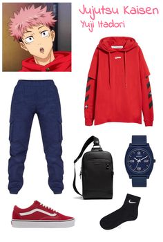 Yuji Itadori Outfit Ideas, Anime Outfit Men, Yuji Itadori Outfit, Jujutsu Kaisen Outfit Ideas, Anime Inspired Outfits Men, Jujutsu Kaisen Inspired Outfits, Yuji Outfit, Jjk Inspired Outfits, Anime Fashion Outfits Inspiration