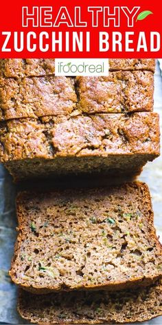 healthy zucchini bread with text overlay