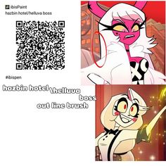 an image of a cartoon character with qr code on it and the caption that says