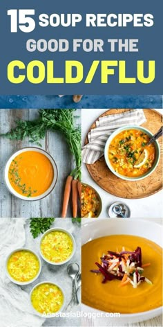 the cover of 15 soup recipes that are good for the cold and fluffu