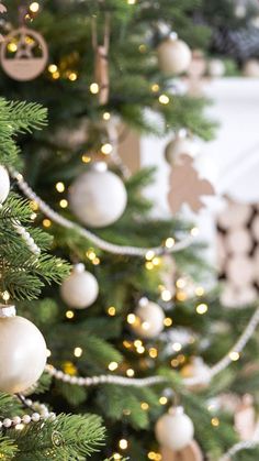 a christmas tree decorated with ornaments and lights