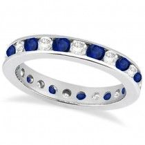 Channel-Set Sapphire & Diamond Eternity Ring 14k White Gold (1.50ct) Allurez Jewelry, Diamond Eternity Ring, Blue Sapphire Diamond, Eternity Band Ring, Eternity Ring Diamond, Womens Wedding Bands, Blue Sapphire Rings, Channel Set, 14k White Gold Ring