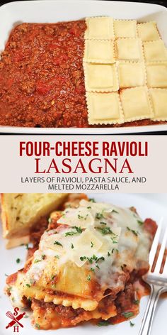 four cheese ravioli lasagna layers of ravioli sauce and melted mozzarella