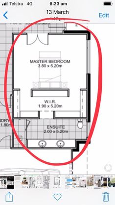 the floor plan for an apartment is circled by a red circle that shows where to go