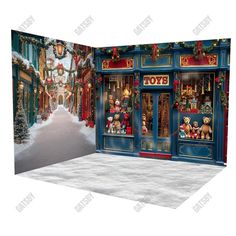 Gatsby Backdrop Christmas Toy Shop Street Room Set GBSX-99705&GBSX-99706&GBSX-99970 - Gatsby Backdrop Teddy Bear Photography, Teddy Bear Room, Gatsby Backdrop, Teddy Bear Photo, Street Room, Christmas Photo Backdrop, Christmas Toy Shop, Picture Backdrop, Backgrounds Christmas