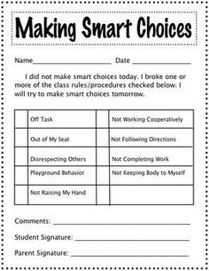 the worksheet for making smart choices