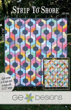 an image of a quilt pattern with the words strip to shore on it and two pictures of