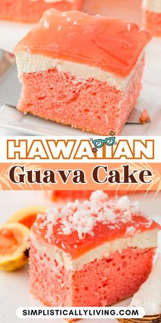 slice of hawaiian guava cake on plate Hawaiian Cakes, Hawaiian Dessert, Hawaii Recipes, Guava Cake, Guava Jelly, Hawaiian Desserts, Hawaiian Cake, Bakery Goods