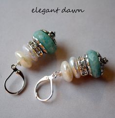 stacked bead earrings Earrings With Pearls, Beads And Wire, Turquoise Earrings