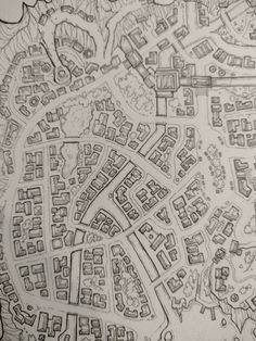 a drawing of a city with lots of buildings