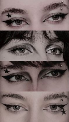 #goth #eyeliner #alt Punk Eyeliner Tutorial, Cool Goth Eyeliner, Goth Eyeliner Easy, Alt Eye Makeup Simple, Alt Eyeliner Styles Hooded Eyes, Emo Makeup For Beginners, Punk Rock Eyeliner, Heavy Eyeliner Makeup Grunge, Alt Makeup Without Lashes