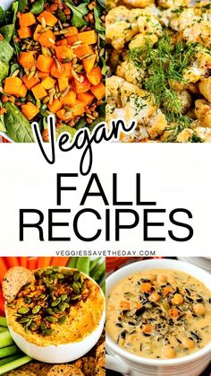 vegan fall recipes with text overlay