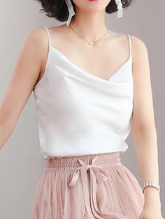 Size S: Bust Size:79cm Length:56cm M: Bust Size:83cm Length:57cm L: Bust Size:87cm Length:58cm XL: Bust Size:91cm Length:59cm 2XL: Bust Size:95cm Length:60cm Elegant Sleeveless Tank Top For Summer, Elegant Sleeveless Summer Camisole, Elegant Sleeveless Spring Camisole, Crop Top Satin, Silk Halter Top, Satin Tank Top, Top Satin, Womens Halter Tops, Womens Knit Dresses