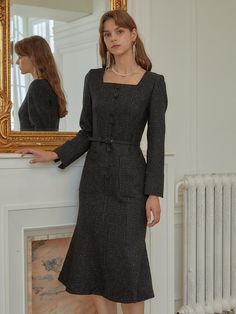 Composition : Acrylic 81 wool 7 polyester 3 rayon 9, lining: polyester 100Color : BlackCountry of Origin : Republic of Korea Elsa Dress, Dress Black, Jumpsuit Dress, Dress Outfits, Black Dress, Composition, Jumpsuit, Wool, The Originals