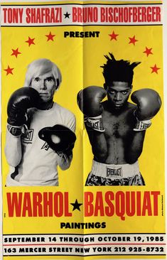 the poster for warhol - basquat featuring two men with boxing gloves