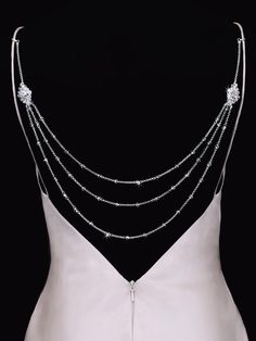 Crystal Wedding Dress Back Jewelry - Cassandra Lynne Wedding Dress Back Necklace, Wedding Dress Back, Crystal Wedding Dresses, Wedding Dress Backs, Shoulder Jewelry, Bijoux Fil Aluminium, Dainty Diamond Necklace, Diamond Cross Necklaces, Necklace Dress