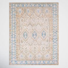 Jivika Oriental Blue/Beige Area Rug | Joss & Main Wanes Coating With Shelf, Shower Curtain Boys Bathroom, Blue And White Rug Bedroom, Persian Textiles, Cream Rugs, Place Rug, Beach House Furniture, Blue And White Rug, Coastal Area Rugs