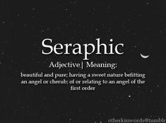 the words seraphic are written in white on a black background with stars and crescents